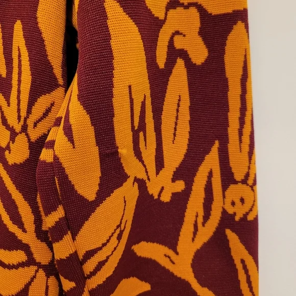 Zara Floral Wrap Crop Sweater Jacket Long Sleeve Orange Red Leaf Pattern Tie EUC - Picture 11 of 14